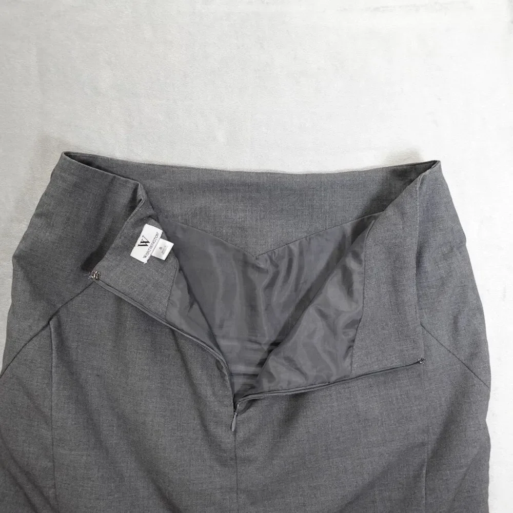 Worthington Pencil Skirt Womens Size 8 Grey Business Work Teacher Career Church